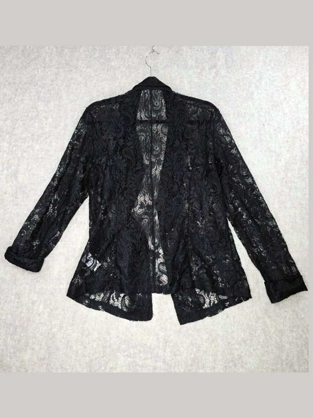 Shein Womens Lace Blazer Jacket Black Size Large 100% Polyester Lightweight